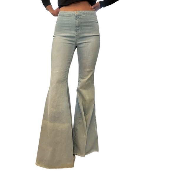 Free People Hippie 70s Bell Bottoms Flare Jeans Retro Size 26 - Picture 15 of 15